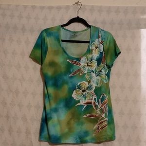 Jones New York Tshirt Floral design with tie dye
